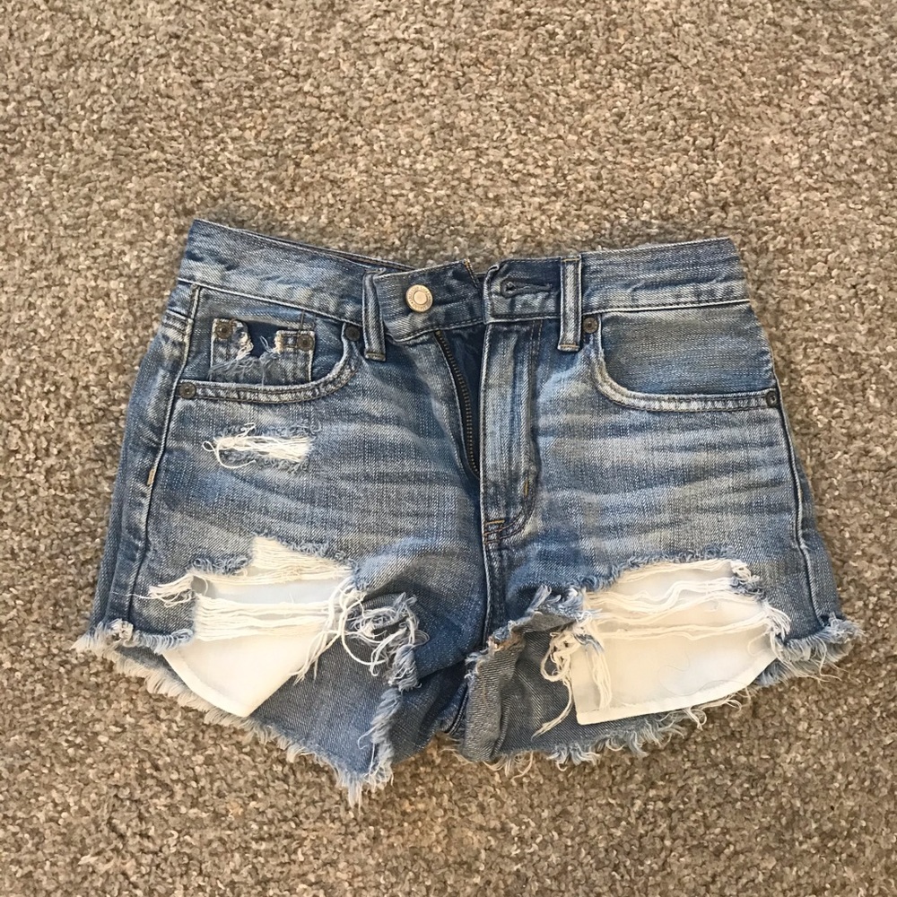 American Eagle High Rise Ripped Jean Shorts